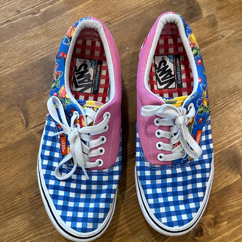 Vans Womens Patchwork Pink and Blue Checkered size 8.5